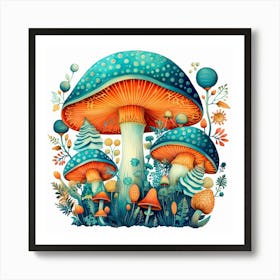 Mushrooms In The Garden 5 Art Print