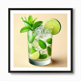 Cocktail With Lime And Mint Art Print