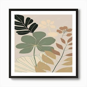 Abstract boho Leaves Art Print