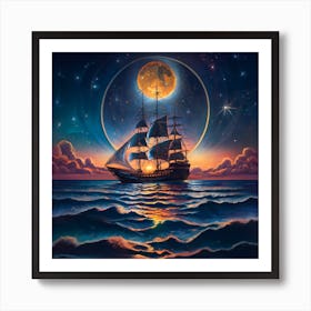 On The Tranquil Surface Of The Ocean In The Dept Art Print