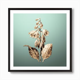 Gold Botanical Blue Daylily on Mint Green n.4845 Art Print