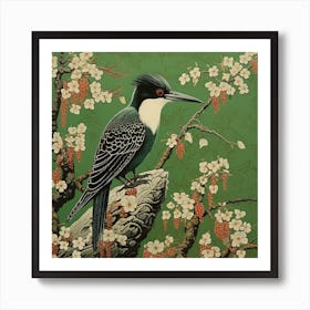 Ohara Koson Inspired Bird Painting Woodpecker 1 Square Art Print