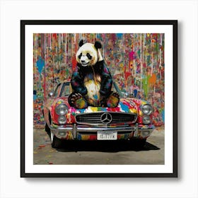 Panda on car Art Print