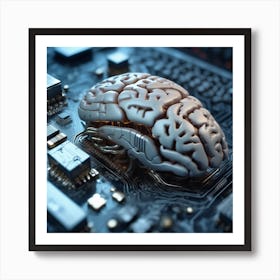 Brain On A Circuit Board 81 Art Print