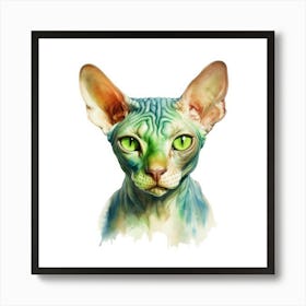 Don Sphynx Green Eyed Cat Portrait 1 Art Print