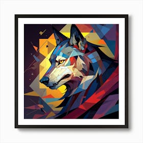 Cubism Art, Wolf 2 Art Print