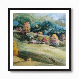 On A Mountain Slope Square Art Print