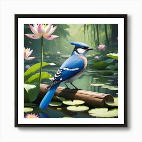 Blue Jay In A Pond Art Print