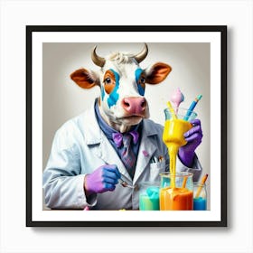 Cow Scientist Art Print