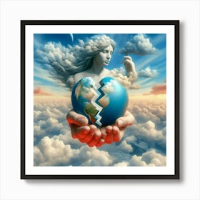 Earth In The Hands Of A Woman 2 Art Print