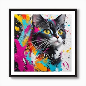 Splatter Cat Art Print