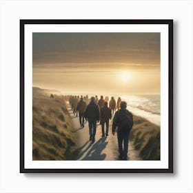 People Walking On The Beach 1 Art Print