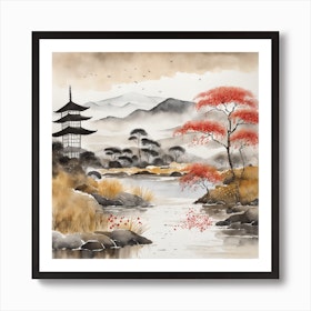Landscape in traditional japanese sumi-e style - Finished Artworks - Krita  Artists