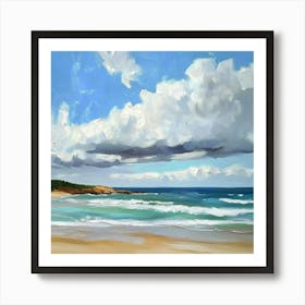 Cloudy Day At The Beach Art Print