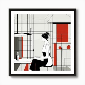 Woman Sitting At A Table Art Print