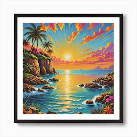 Sunset At The Beach 1 Art Print