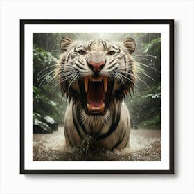 White Tiger In The Rain 5 Poster