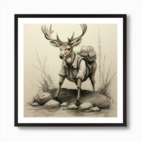 Deer In The Woods 145 Art Print