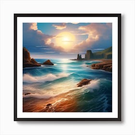 Sunset Over The Ocean Art Print