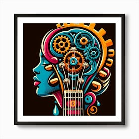 Psychedelic Guitar Head Art Print