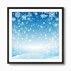 Template Snowfall Pattern Defocused Flier Holiday Frost Snowflake Fall Season Shine Blue (27) Art Print