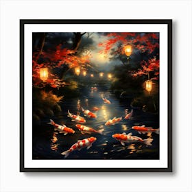 Koi Fish In A Pond art print Art Print