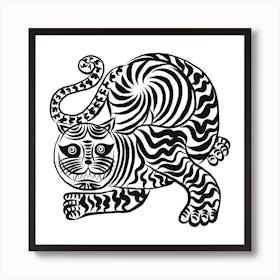Tiger Black And White Square Art Print