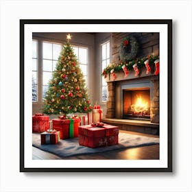 Christmas Tree In The Living Room 107 Art Print