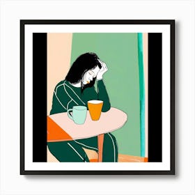 Girl Sitting At A Table Art Print