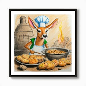 Chef Deer 26 Art Print