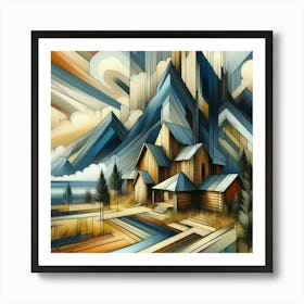 A mixture of modern abstract art, plastic art, surreal art, oil painting abstract painting art e
wooden huts mountain montain village 11 Art Print