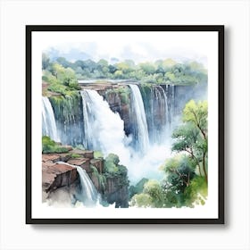 Watercolor Waterfalls 2 Art Print