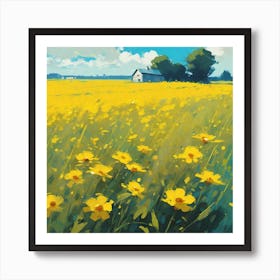 Field Of Yellow Flowers 18 Art Print