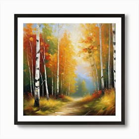 Birch Trees In Autumn 3 Art Print