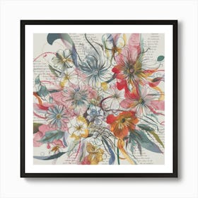 Flowers On A Page Art Print