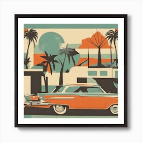 Retro Vintage California Sunset Art Print