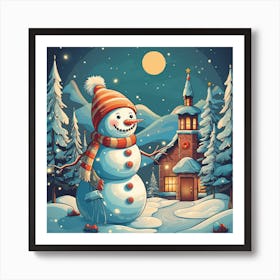 Snowman In The Snow 11 Art Print