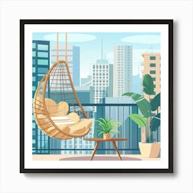 Hanging Chair On Balcony 4 Art Print