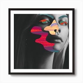 Neon Face Square Art Print