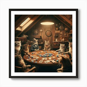 Cats Playing Poker 2 Art Print