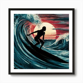 Surfer At Sunset 4 Art Print