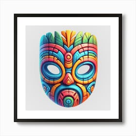 Watercolor Festival Tiki Mask 8 Art Print