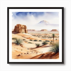 Watercolor Desert Landscape 2 Art Print