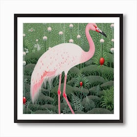 Ohara Koson Inspired Bird Painting Flamingo 2 Square Art Print