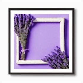 Lavender Frame On Purple Background 2 Art Print