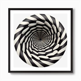 3D Black and White Optical Illusion Art Print