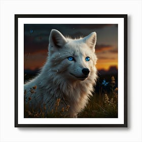 White Wolf With Blue Eyes 1 Art Print