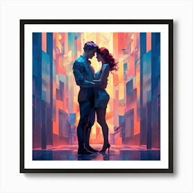 2 Cubism People Intwined Vibrant Museum Style Art Print