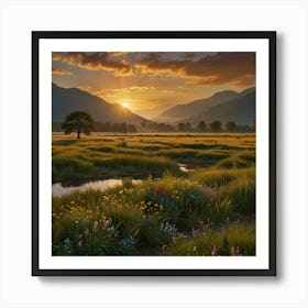 Sunset In The Meadow 1 Art Print