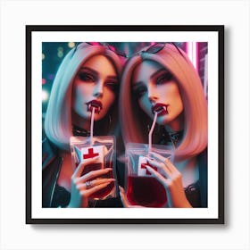 Two Dolls Drinking Blood Art Print